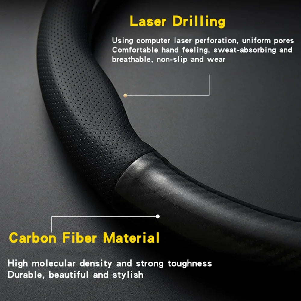 Carbon Fiber Leather Steering Wheel Cover