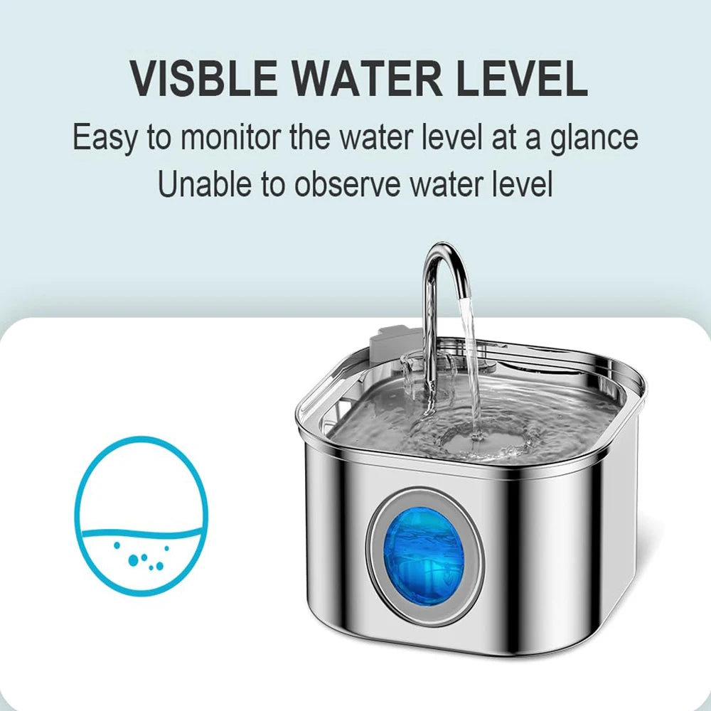 ZYFeeder 2.2L Automatic Stainless Steel Cat Water Fountain