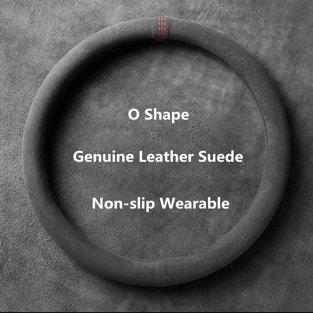Cowhide Suede Steering Wheel Cover
