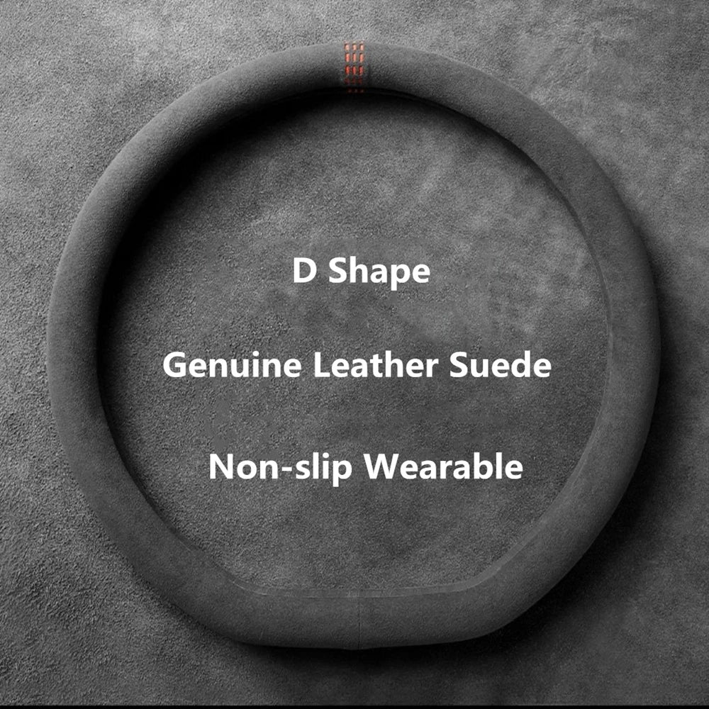 Cowhide Suede Steering Wheel Cover