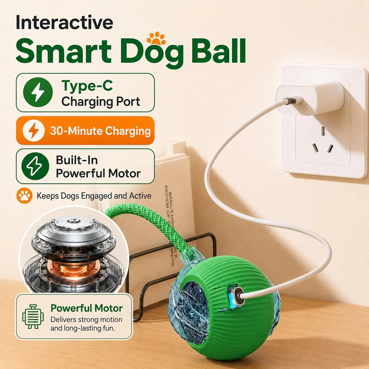 Automatic Rolling Interactive Ball Toy for Dogs