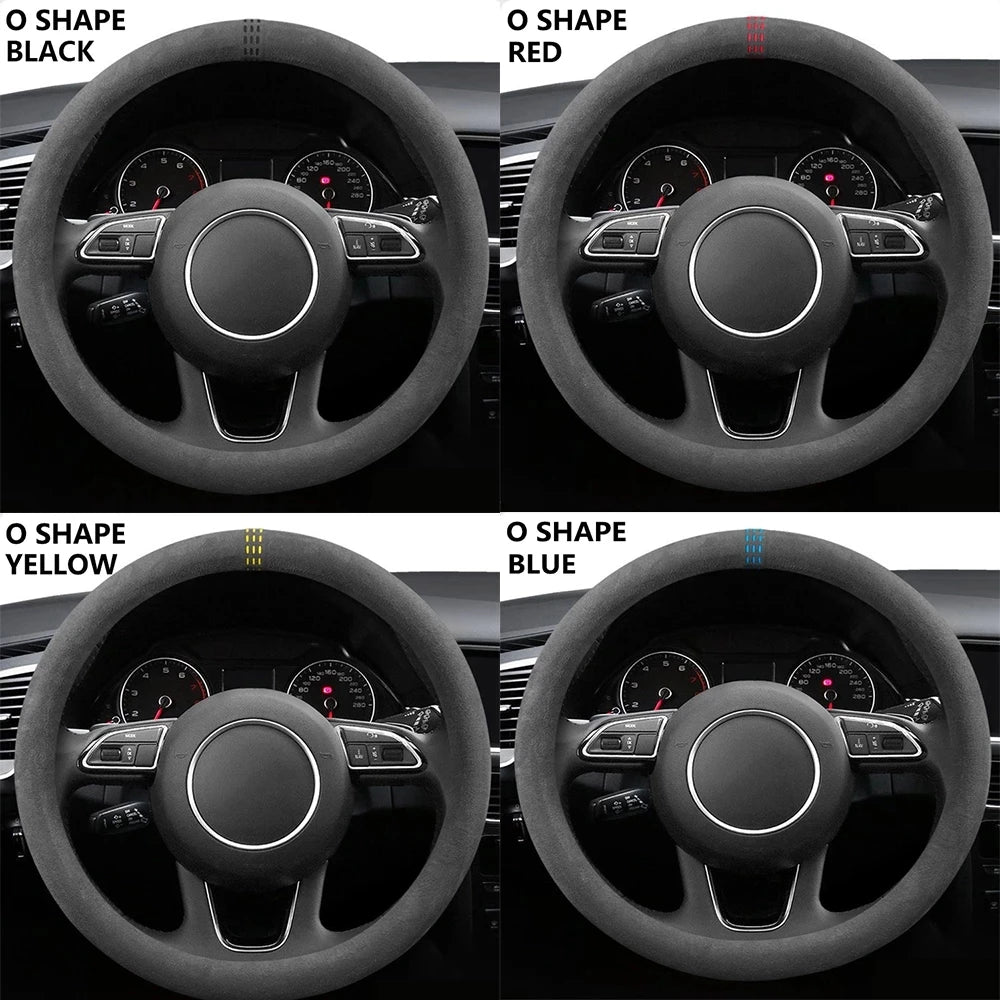 Cowhide Suede Steering Wheel Cover