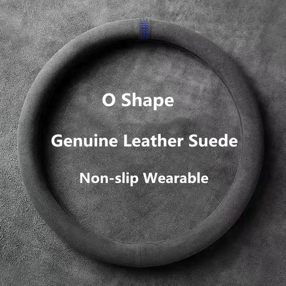 Cowhide Suede Steering Wheel Cover