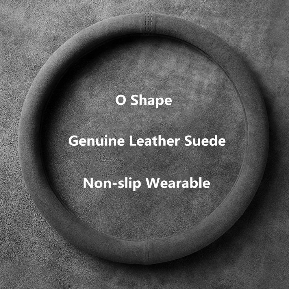 Cowhide Suede Steering Wheel Cover