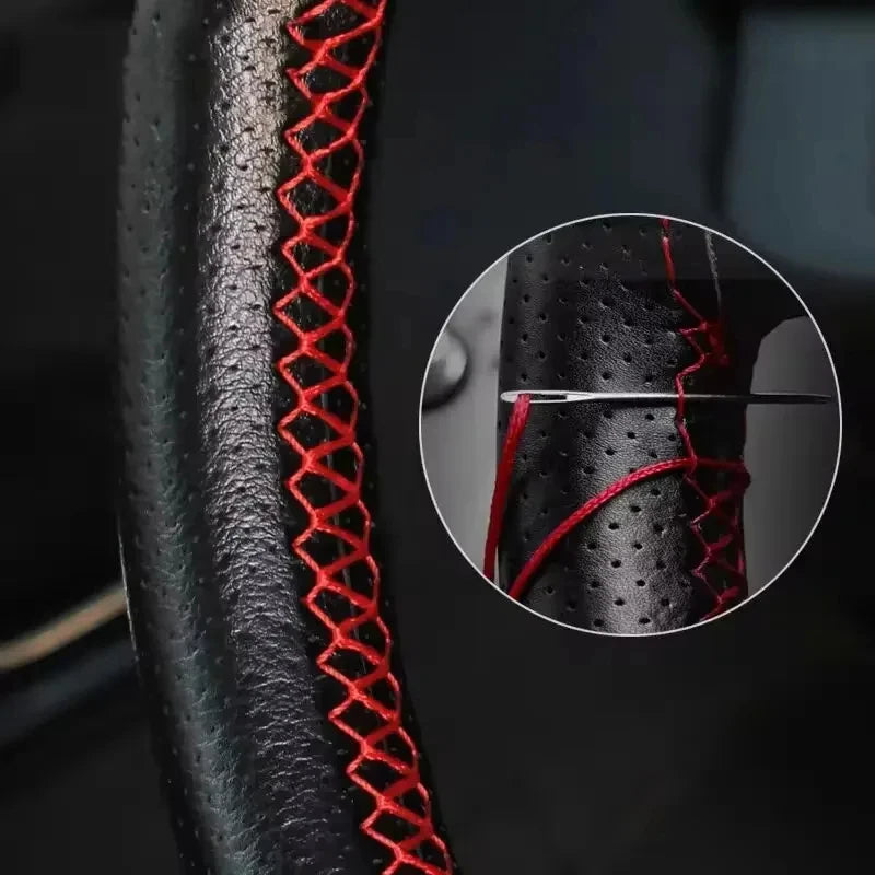 DIY Stitched Leather Steering Wheel Cover