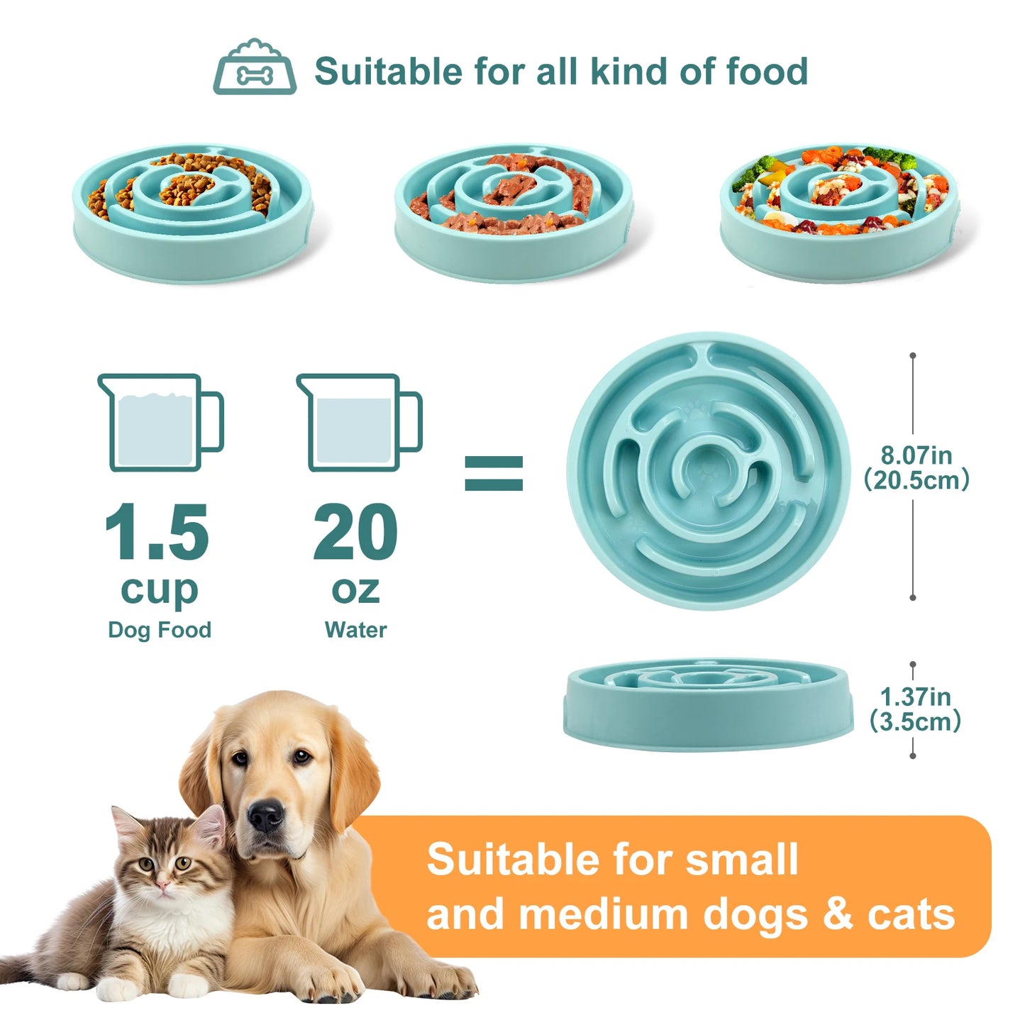 Maze-Style Anti-Gulping Slow Feeder Bowl
