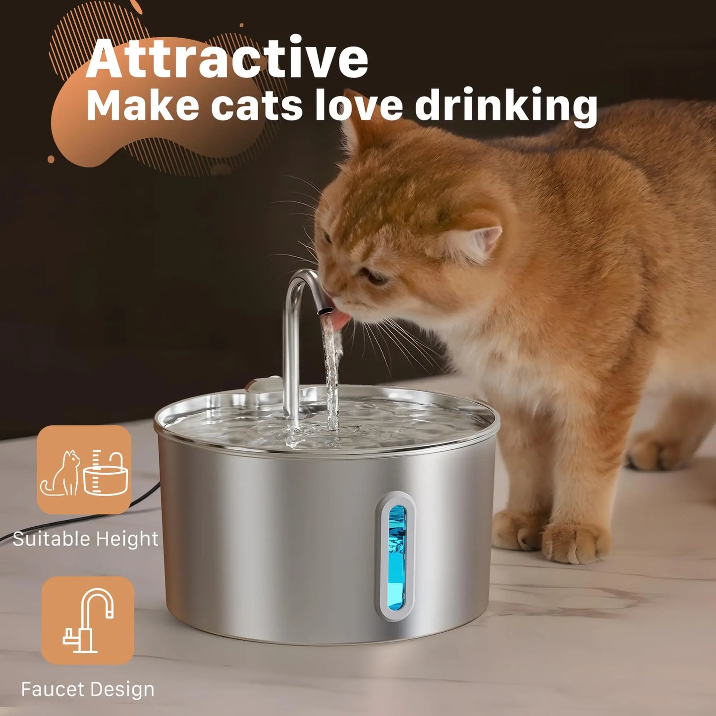 2.2L Silent Automatic Cat Water Fountain