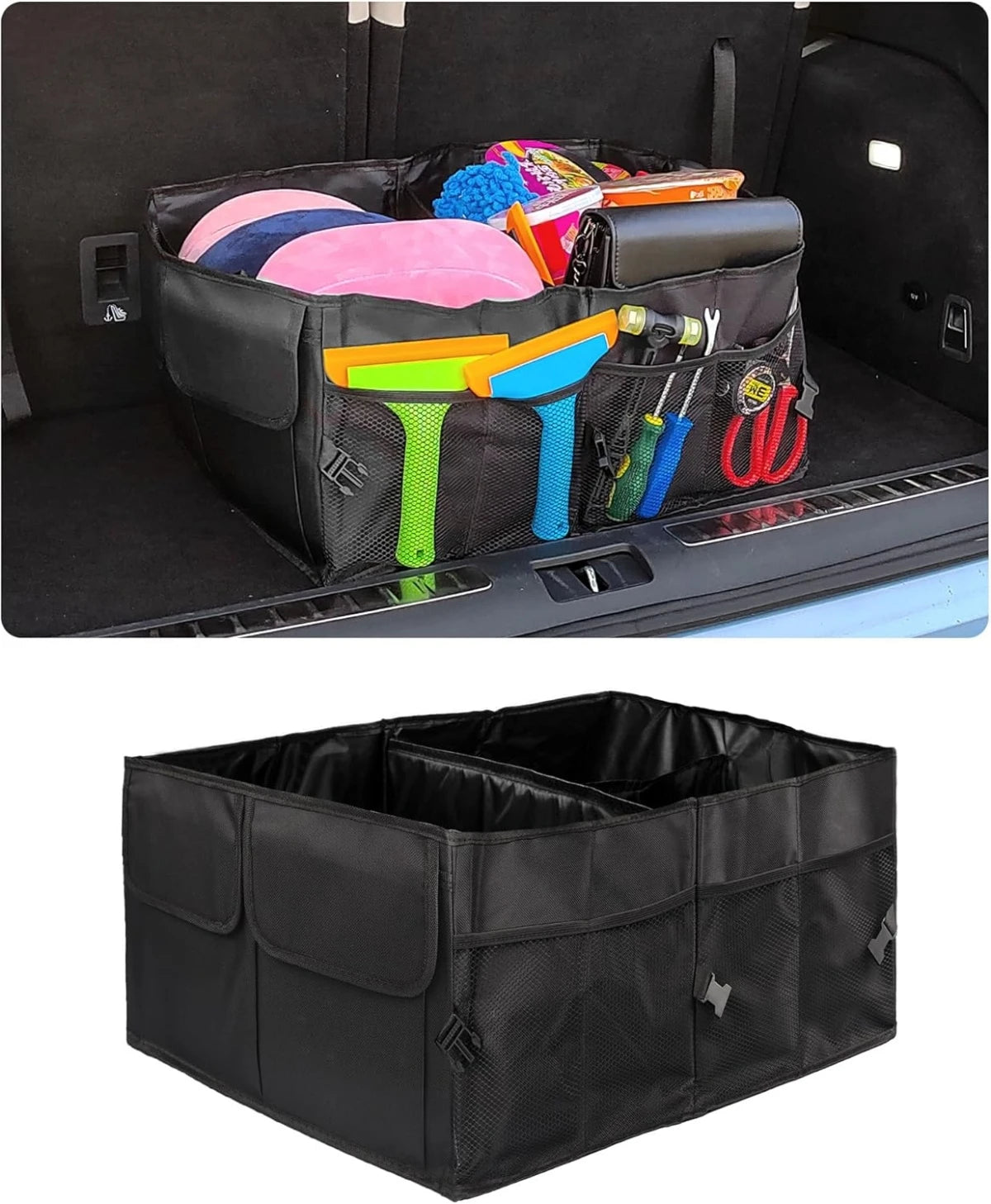 Collapsible Car Trunk Storage Box with Tool Holder