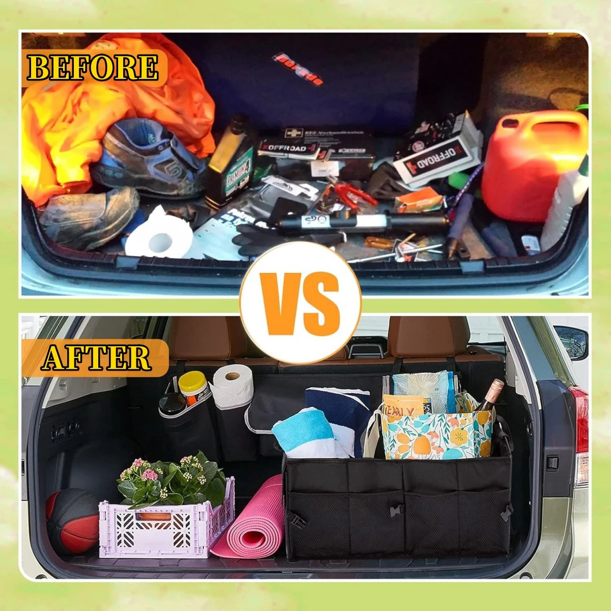 Collapsible Car Trunk Storage Box with Tool Holder
