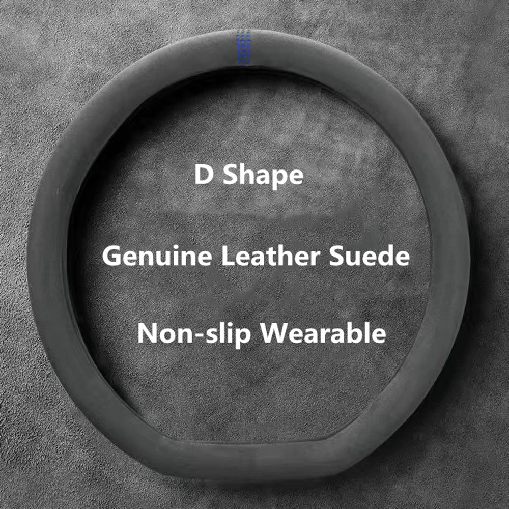 Cowhide Suede Steering Wheel Cover