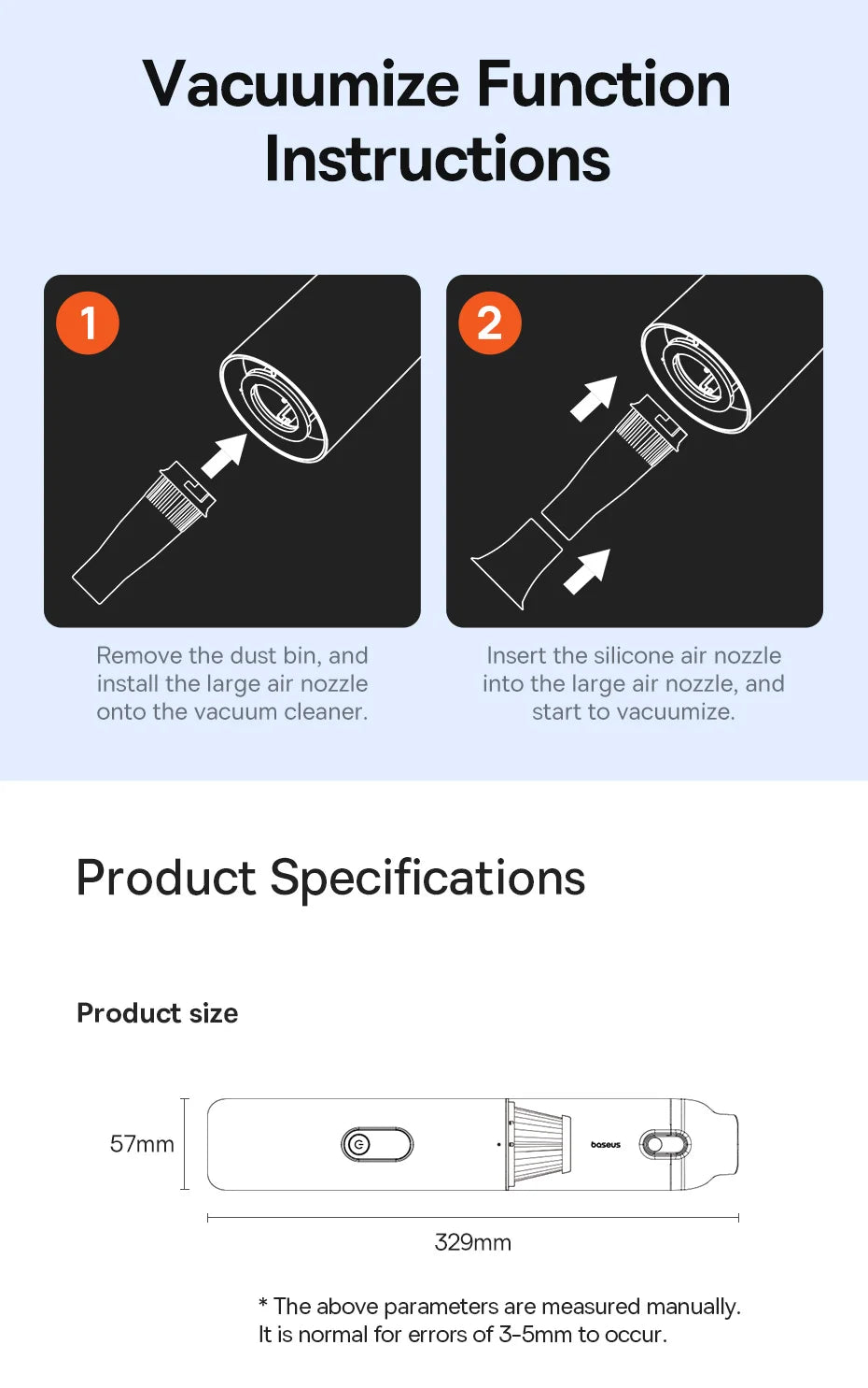 Baseus A5 Air 2-in-1 Premium Car Vacuum