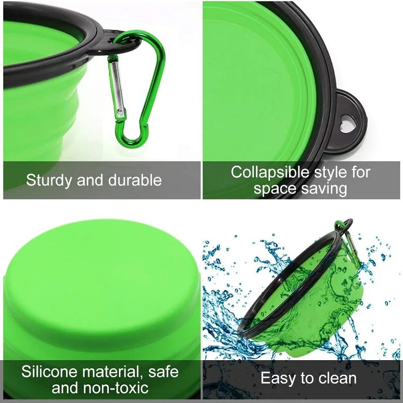 2-in-1 Foldable Silicone Pet Food &amp; Water Dispenser