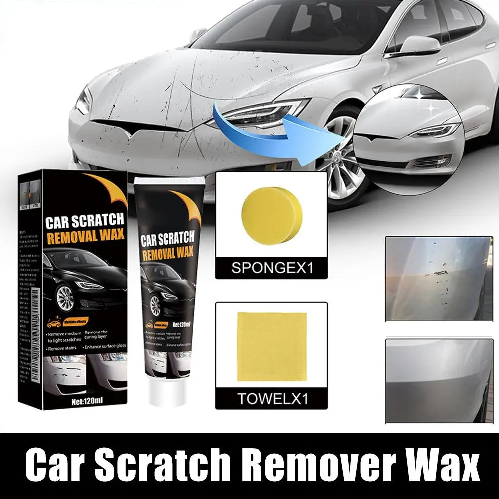 Car Scratch Removal Wax Kit with Sponge &amp; Towel