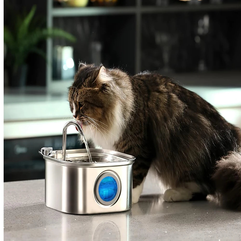 ZYFeeder 2.2L Automatic Stainless Steel Cat Water Fountain