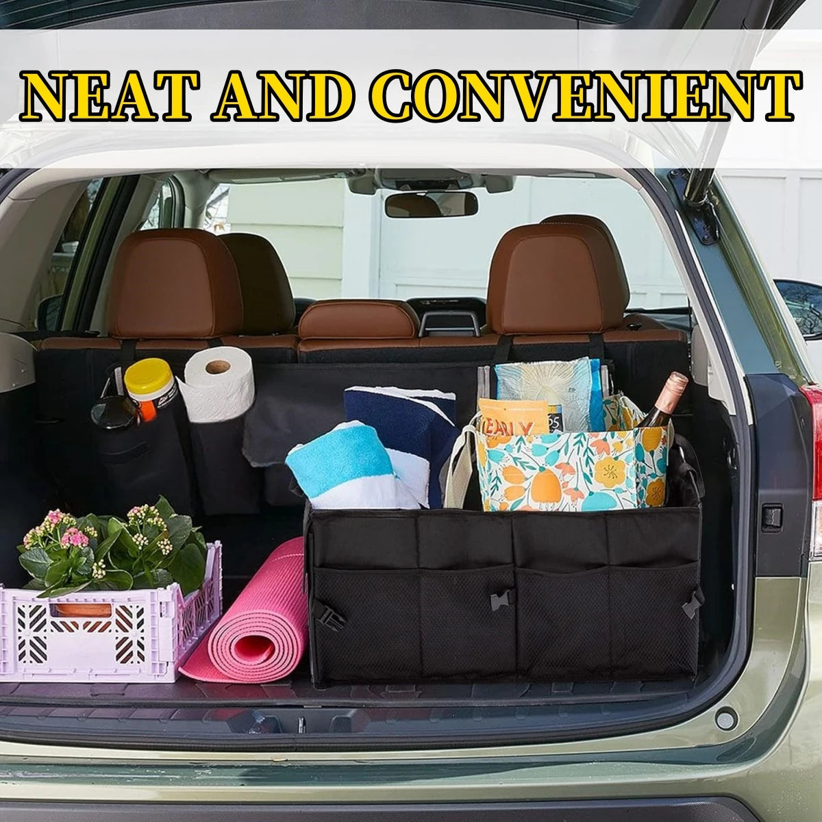 Collapsible Car Trunk Storage Box with Tool Holder