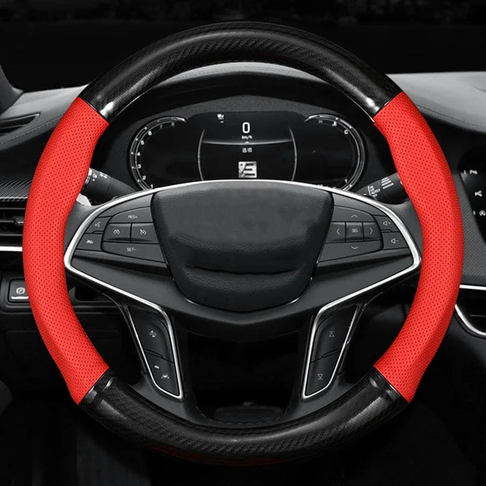 Carbon Fiber Leather Steering Wheel Cover