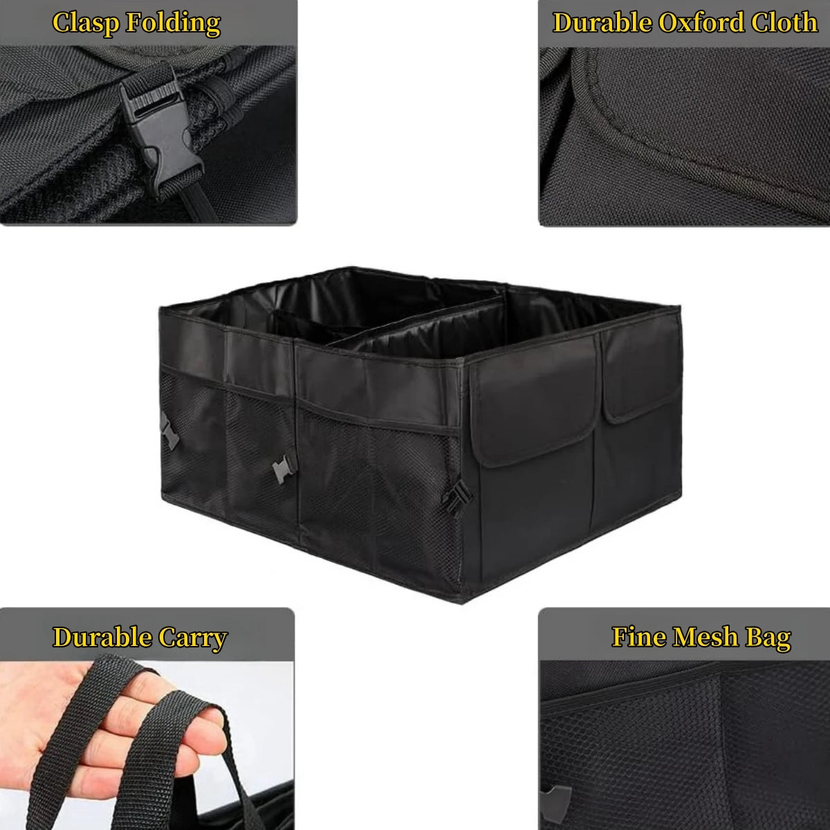 Collapsible Car Trunk Storage Box with Tool Holder