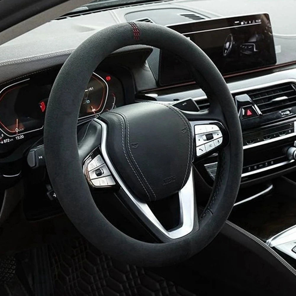 Cowhide Suede Steering Wheel Cover