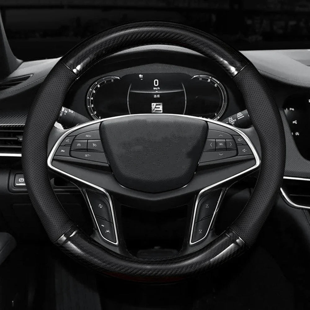 Carbon Fiber Leather Steering Wheel Cover