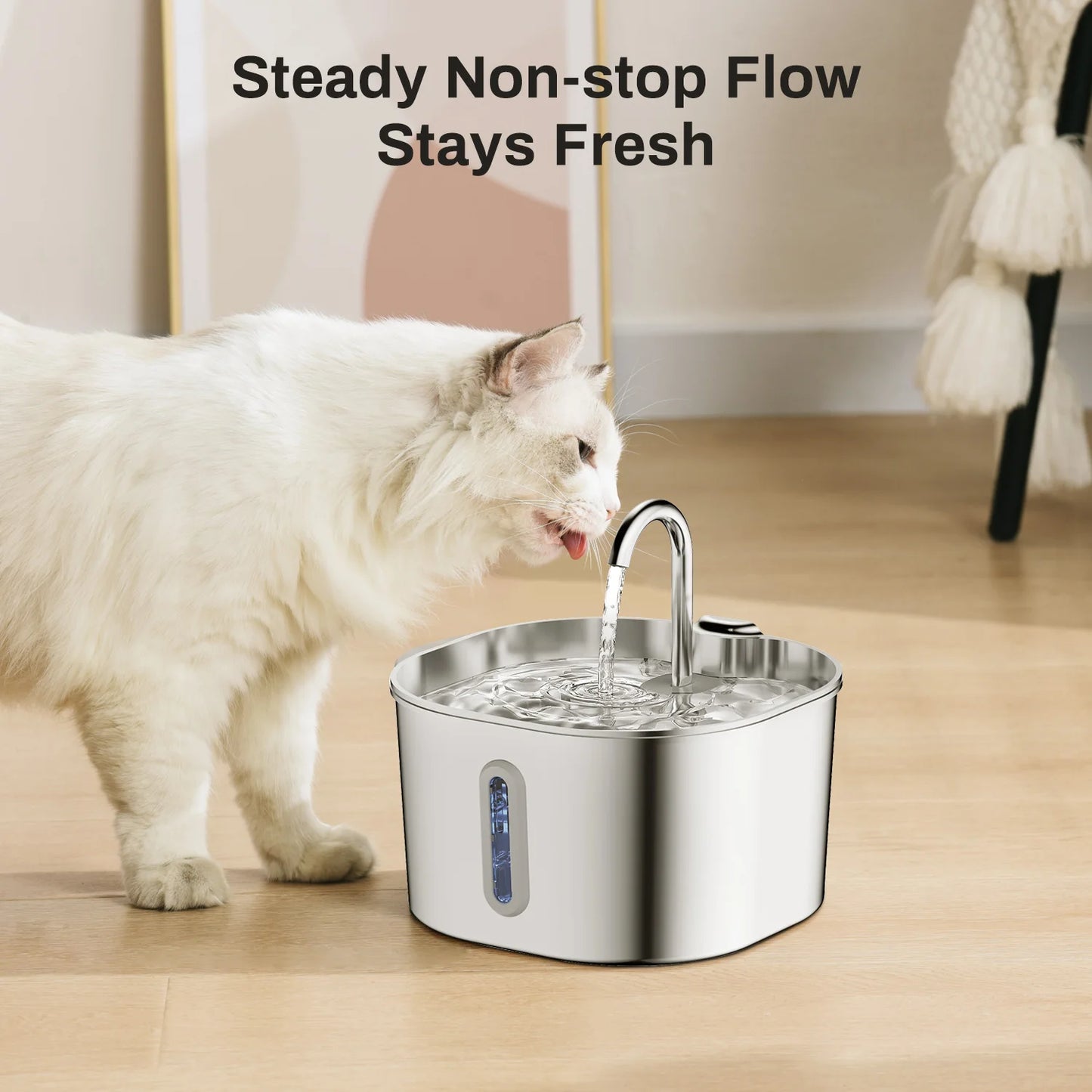 ZYFeeder 2.2L Automatic Stainless Steel Cat Water Fountain