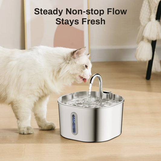 ZYFeeder 2.2L Automatic Stainless Steel Cat Water Fountain