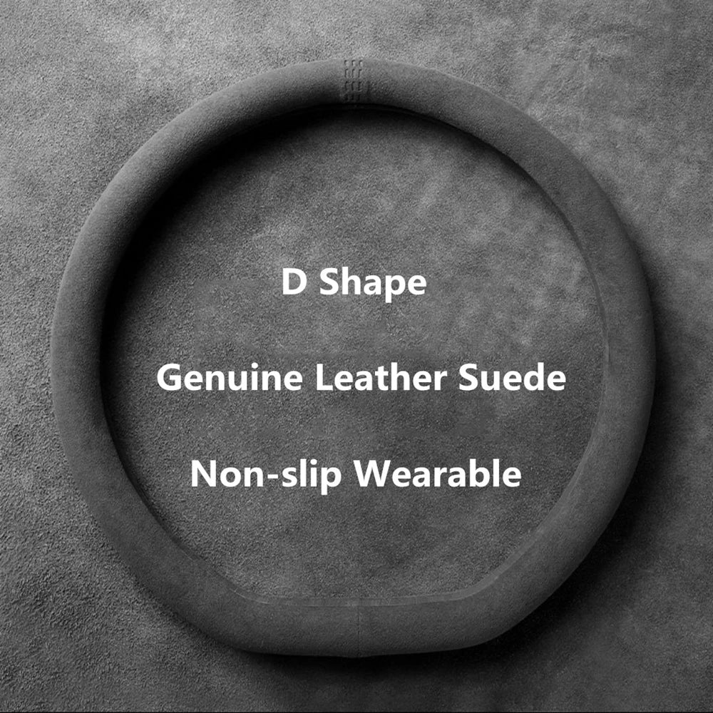 Cowhide Suede Steering Wheel Cover