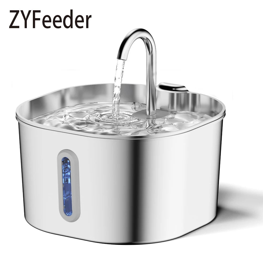 ZYFeeder 2.2L Automatic Stainless Steel Cat Water Fountain