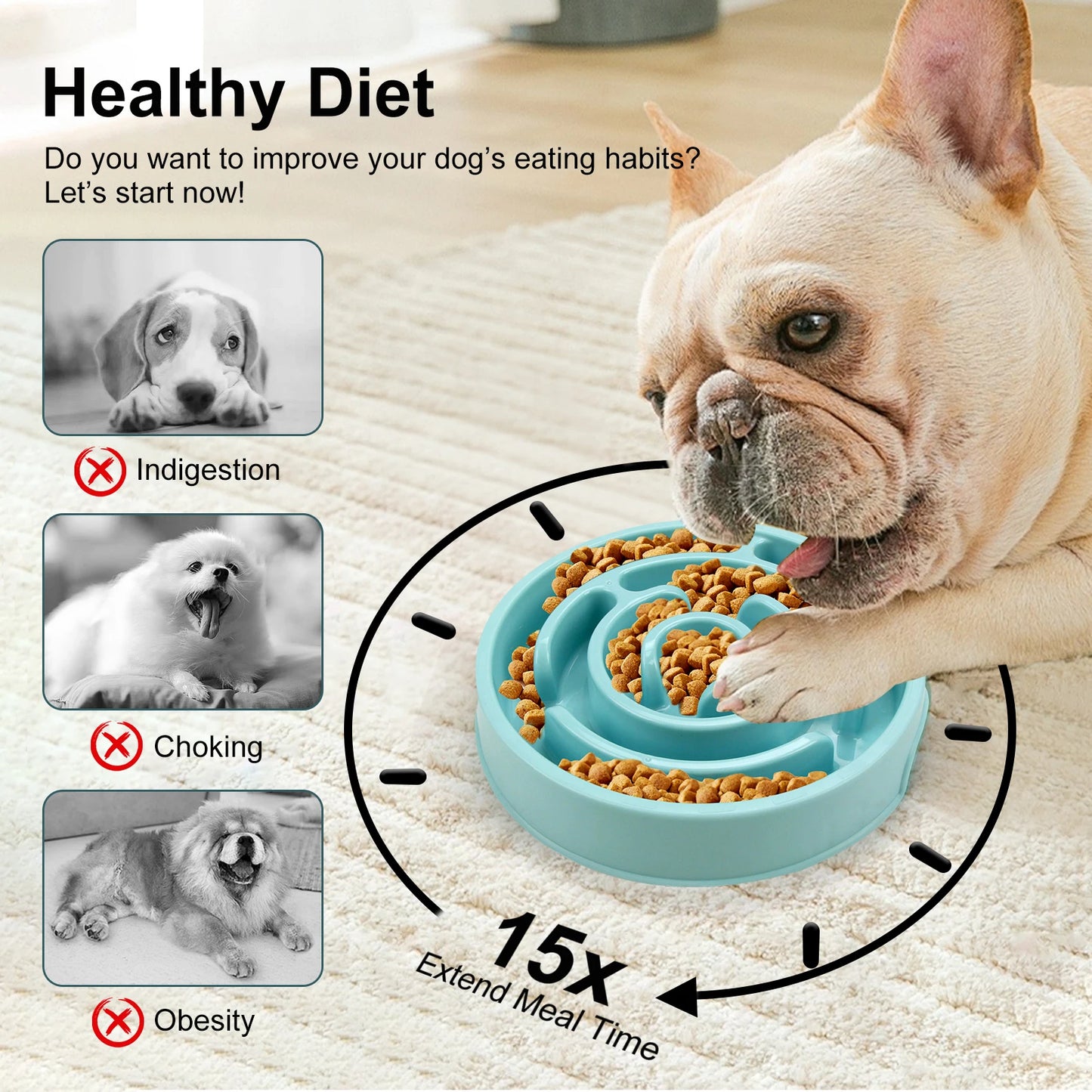 Maze-Style Anti-Gulping Slow Feeder Bowl